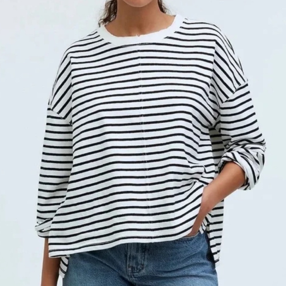 Madewell Lighthouse White Black Easy Long-Sleeve
Contrasting Stripe Rugby Tee M